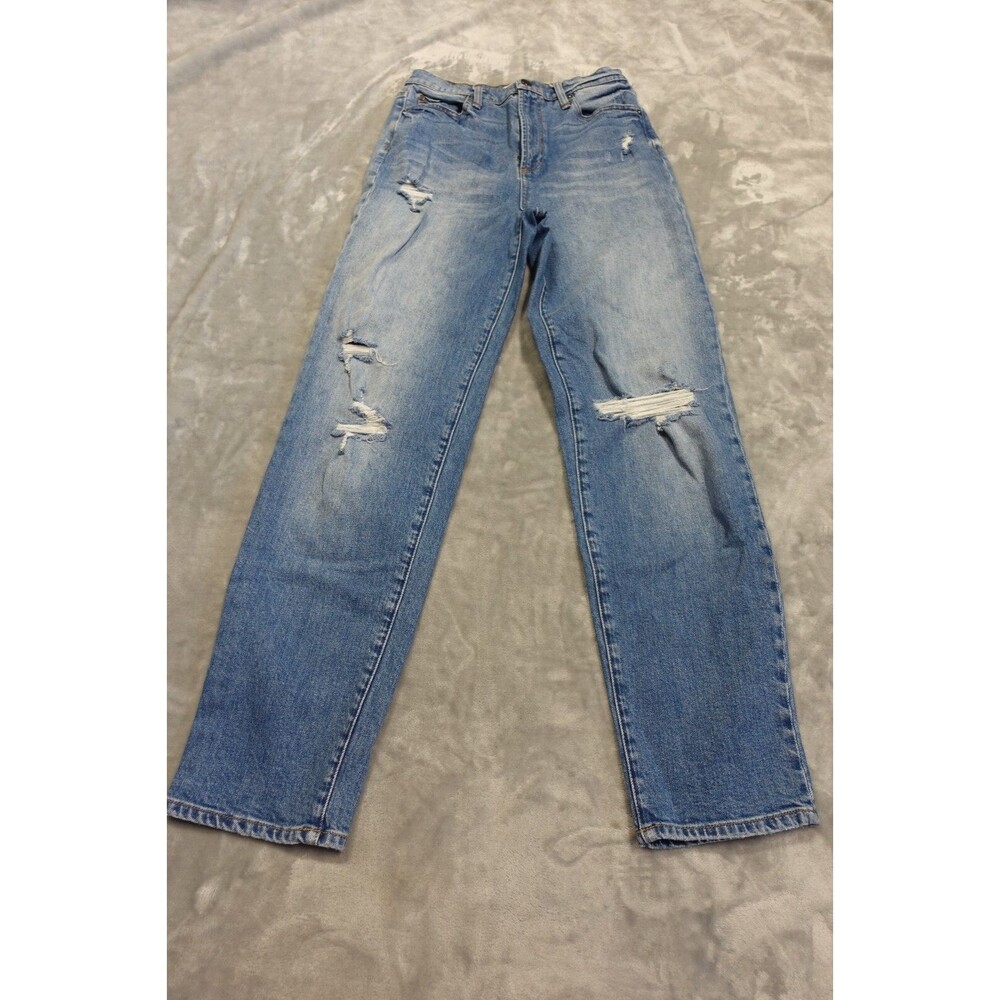 Alice + Olivia Light Blue Distressed Straight Leg Jeans